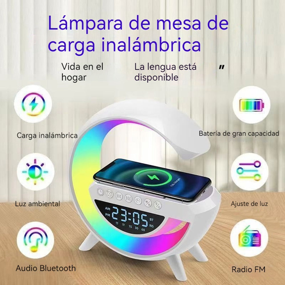 Lampara Cargador Altavoz Bluetooth Reloj despertador BT-3401 - Imagen 2