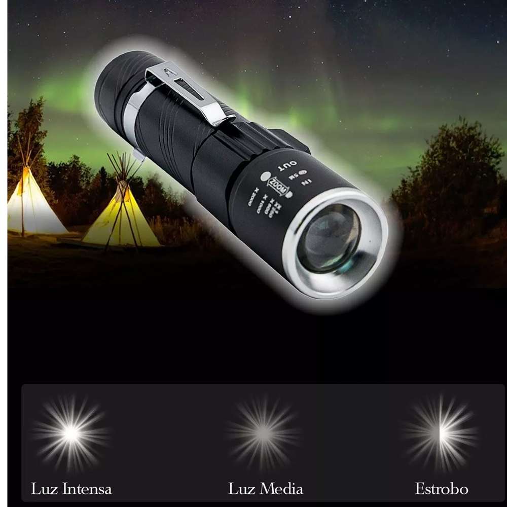 Lampara Táctica Recargable Usb Led 800l Clip Moreka M-616T - Imagen 6
