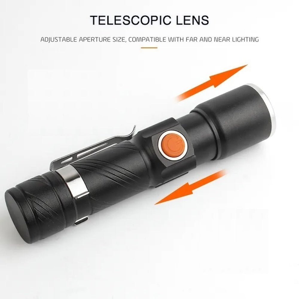 Lampara Táctica Recargable Usb Led 800l Clip Moreka M-616T - Imagen 7