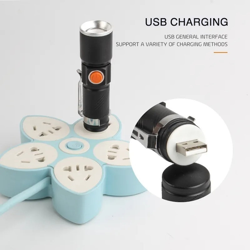 Lampara Táctica Recargable Usb Led 800l Clip Moreka M-616T - Imagen 8