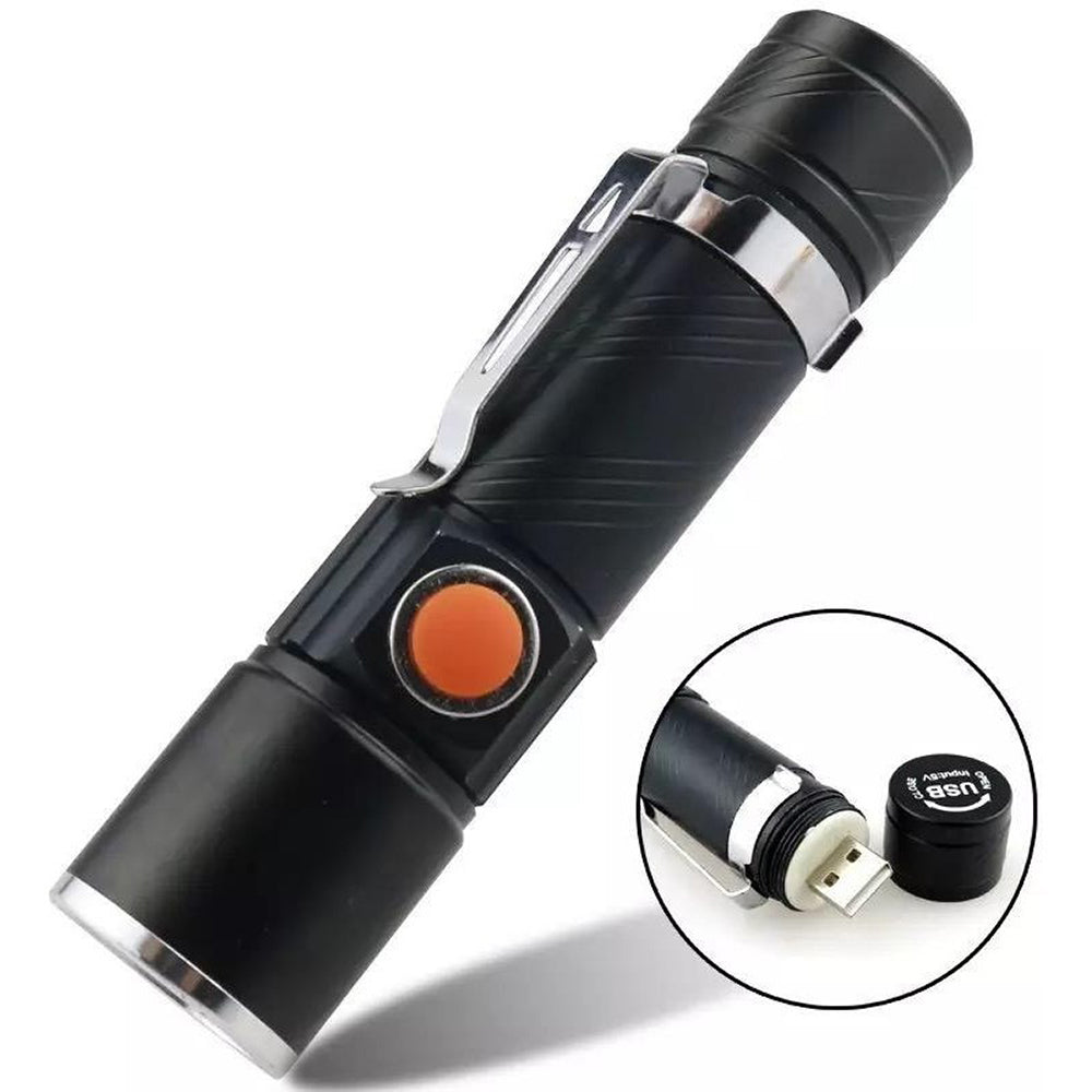 Lampara Táctica Recargable Usb Led 800l Clip Moreka M-616T - Imagen 9