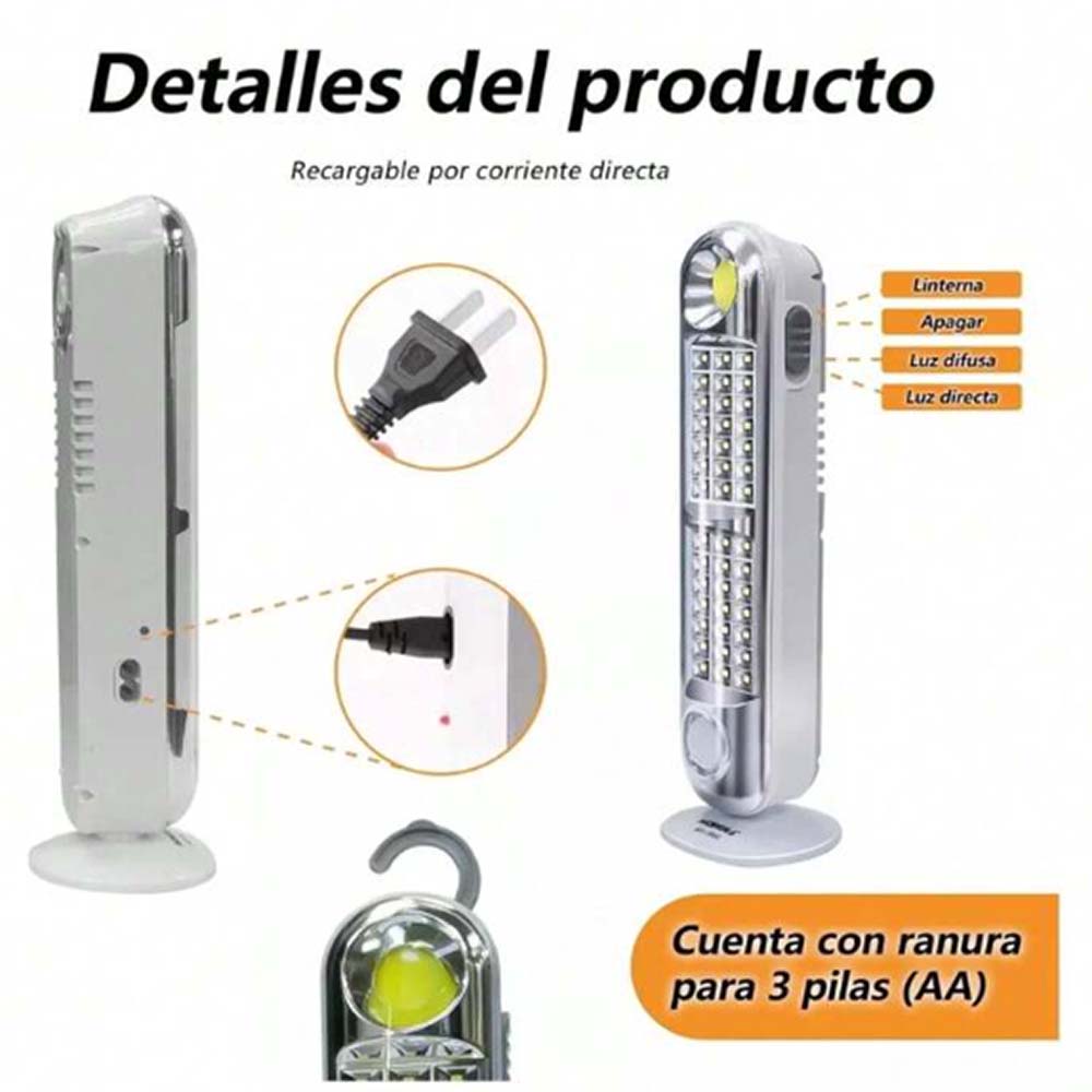 Lampara de Emergencia portátil Moreka MYJ-8683U 43 Leds recargable gancho pegable - Imagen 3