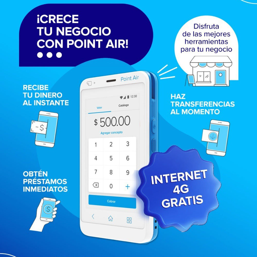 Point Air Lector De Tarjetas Bancarias 4G con Internet Gratis - Imagen 5