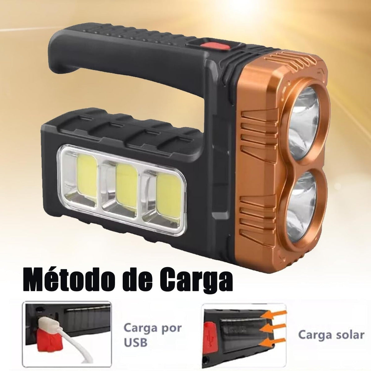 Linterna solar recargable de 4 Leds + COB 7701-B - Imagen 3