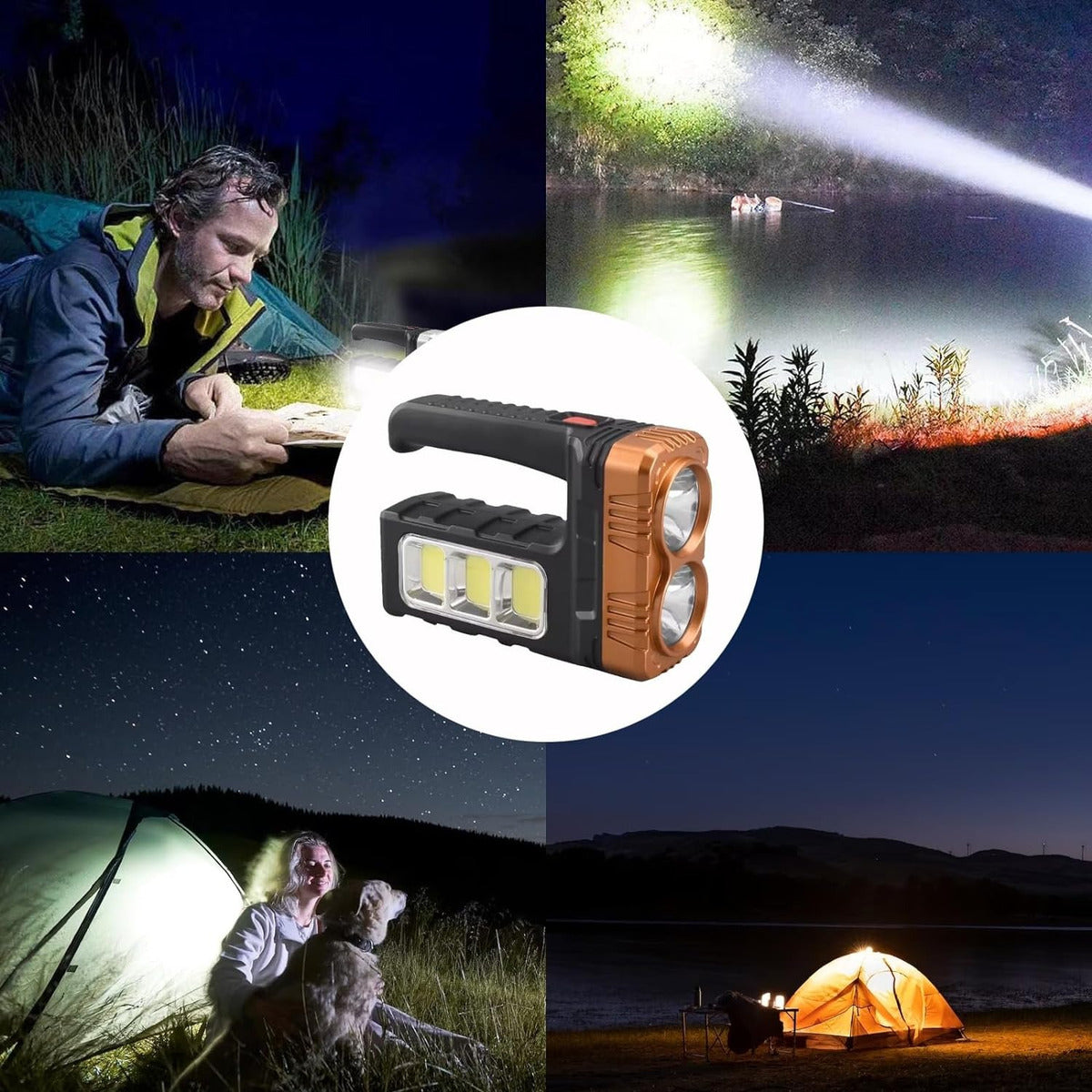 Linterna solar recargable de 4 Leds + COB 7701-B - Imagen 6