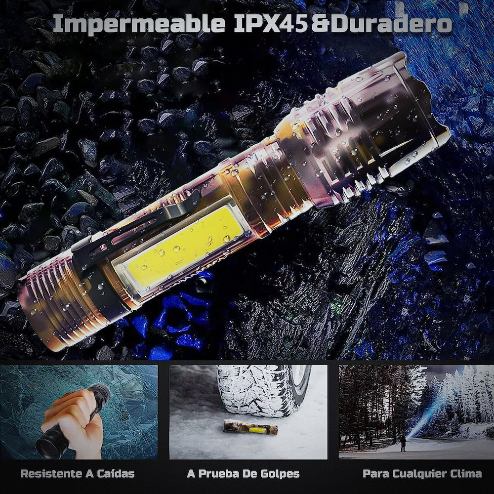 Lampara Táctica Camuflaje Usb Led 4000L COB + Clip Moreka SQ-535 - Imagen 5