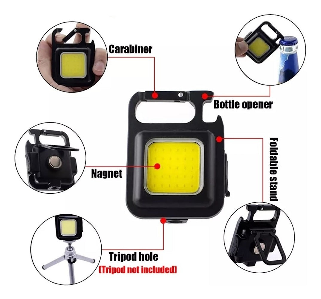 Lampara Mini 800 Lumens Iman Usb Tipo C Llavero Destapador Moreka LJ-058 - Imagen 3