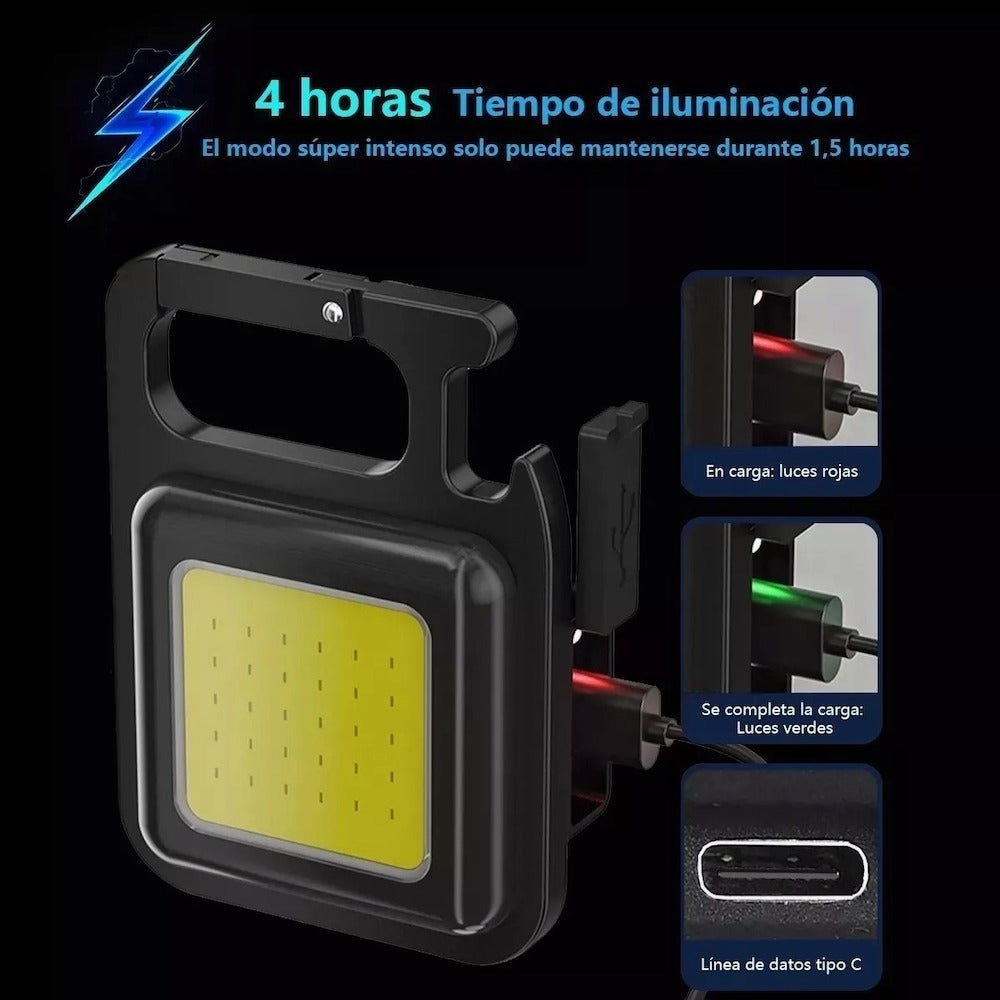 Lampara Mini 800 Lumens Iman Usb Tipo C Llavero Destapador Moreka LJ-058 - Imagen 4