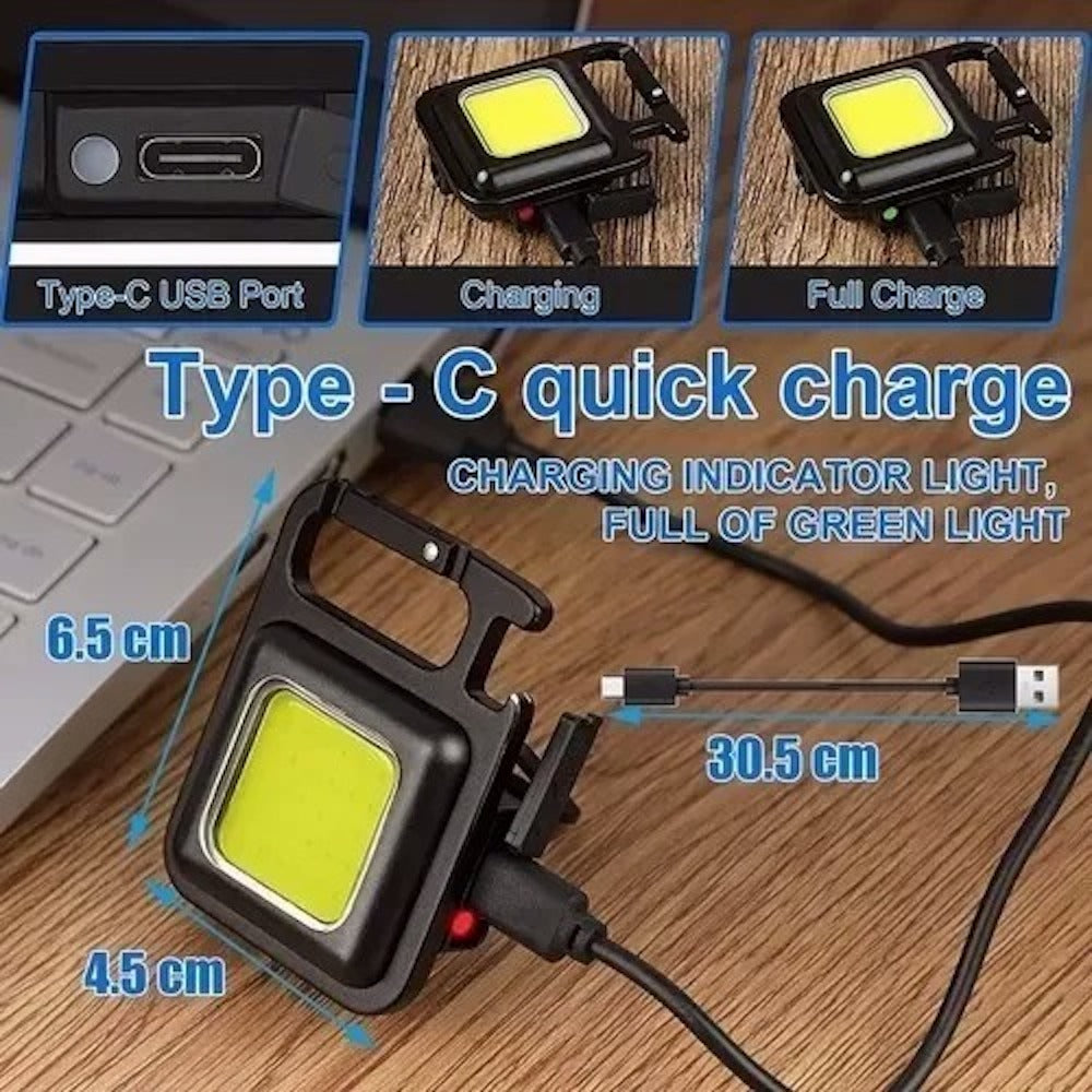 Lampara Mini 800 Lumens Iman Usb Tipo C Llavero Destapador Moreka LJ-058 - Imagen 10