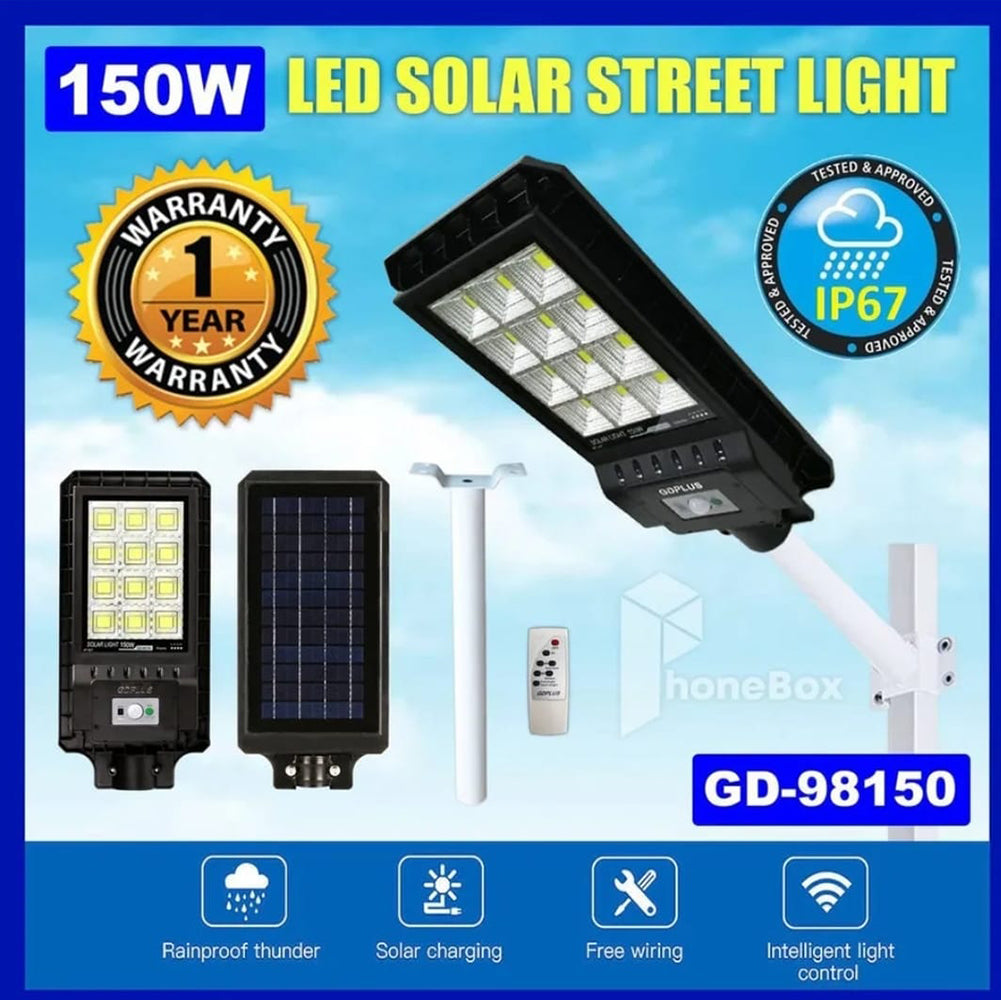 Luminaria Suburbana Alumbrado Publico Solar 150W con Sensor Movimiento GD-98150 - Imagen 2
