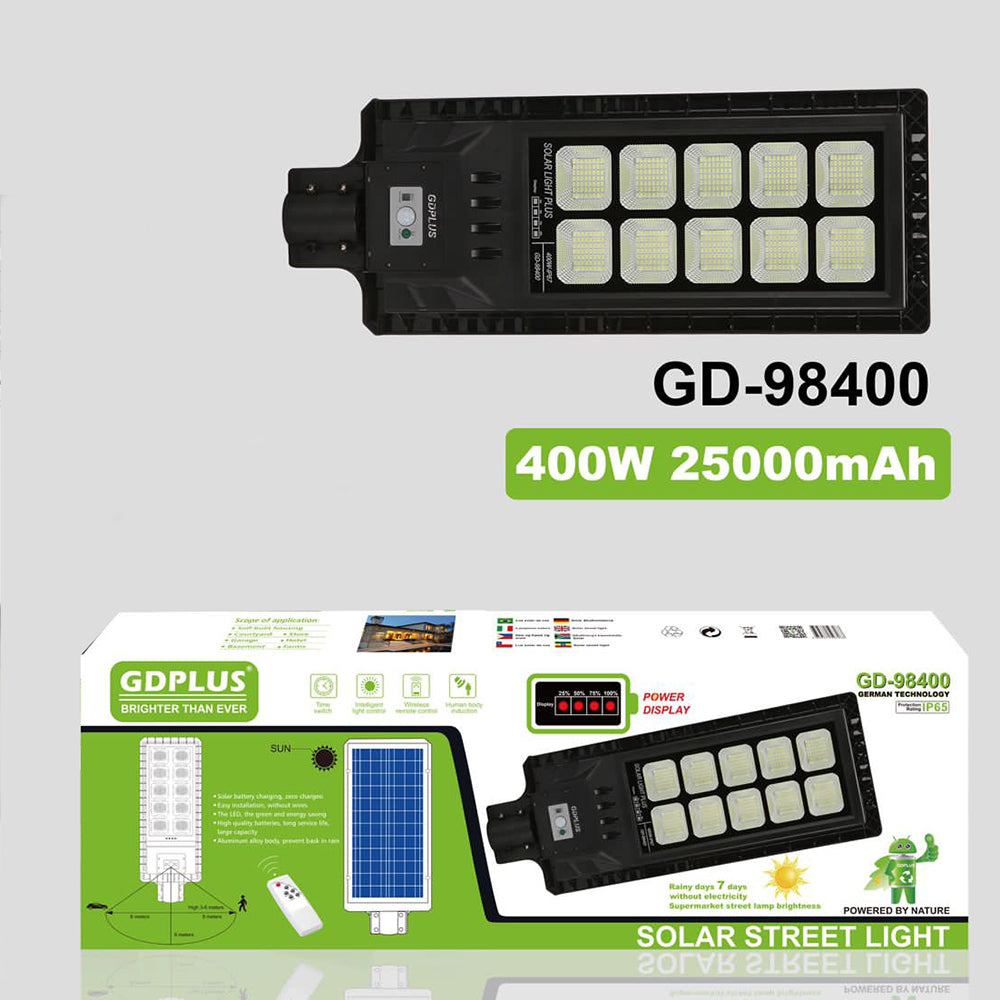Luminaria Suburbana Alumbrado Publico Solar 400W con Sensor Movimiento GD-98400 - Imagen 5