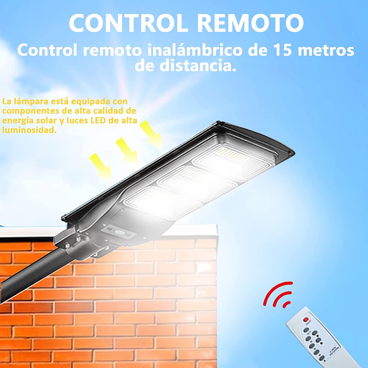 Luminaria Suburbana Alumbrado Publico Solar 400W con Sensor Movimiento GD-98400 - Imagen 7