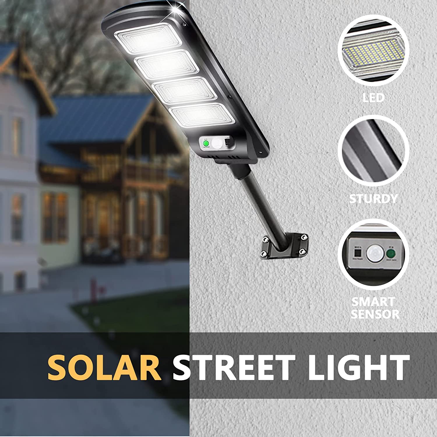 Luminaria Suburbana Alumbrado Publico Solar 100W con Sensor Movimiento GD-99100 - Imagen 8
