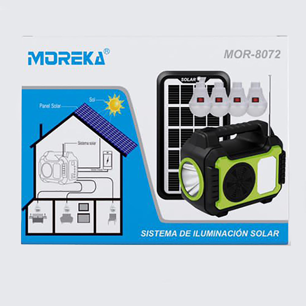 Mini Sistema Solar Radio FM 4 Focos Linterna Power Bank MOR-8072 - Imagen 4