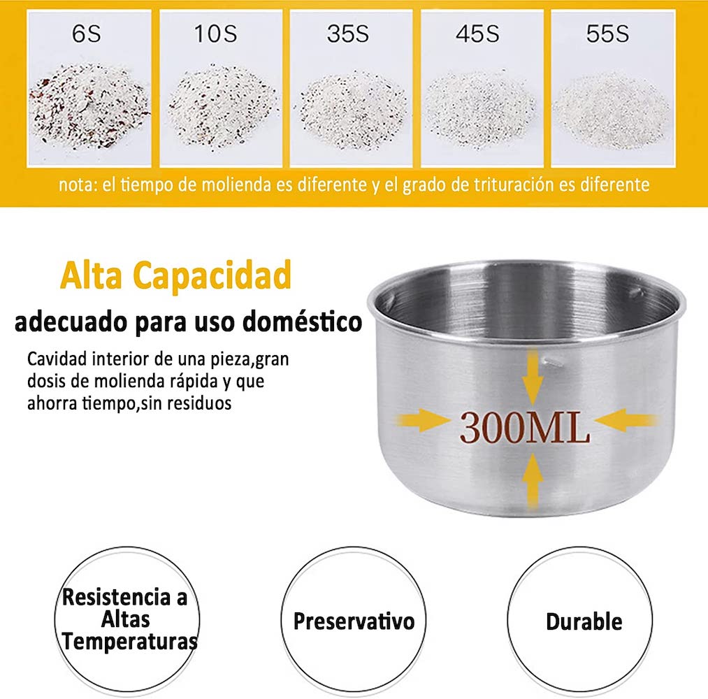 Molinillo de café y especias de acero inoxidable portatil 300ML COF-036 - Imagen 4