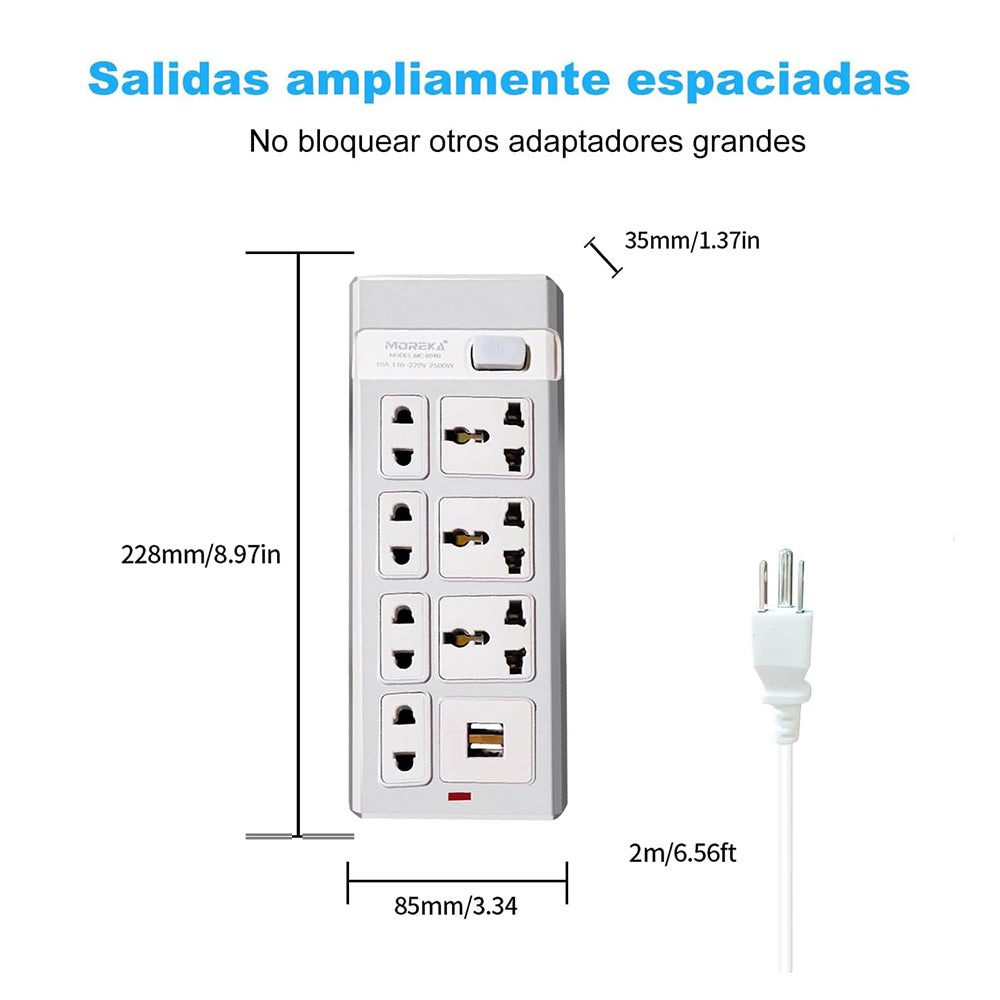 Multicontacto 7 Conexiones 2 Puertos Usb MC-004U - Imagen 2