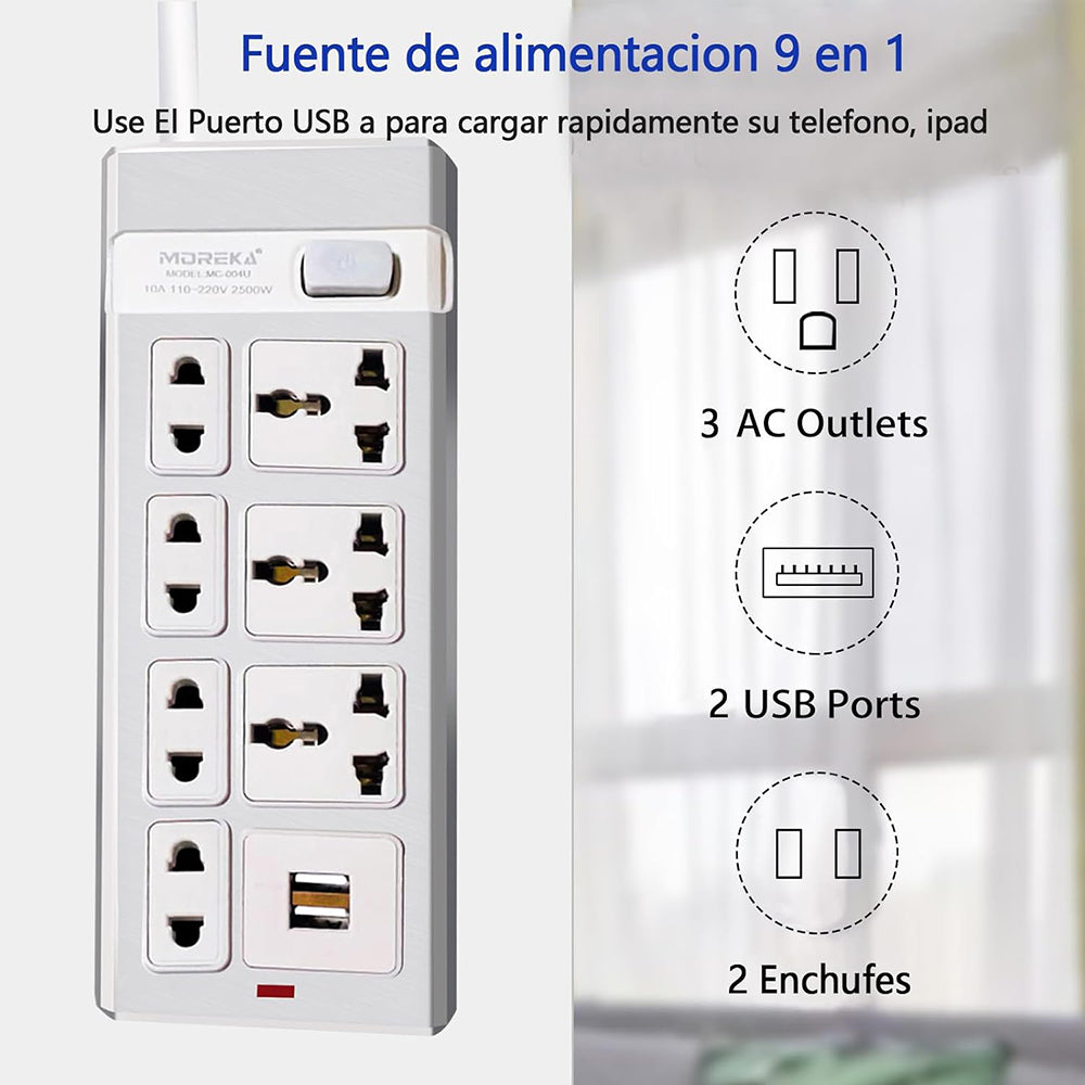 Multicontacto 7 Conexiones 2 Puertos Usb MC-004U - Imagen 3