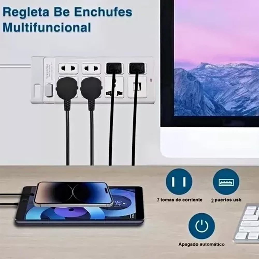Multicontacto 7 Conexiones 2 Puertos Usb MC-004U - Imagen 6