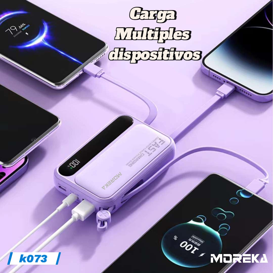 Power Bank Moreka K073 10000 mAh 37W 2 entredas 4 salidas - Imagen 4