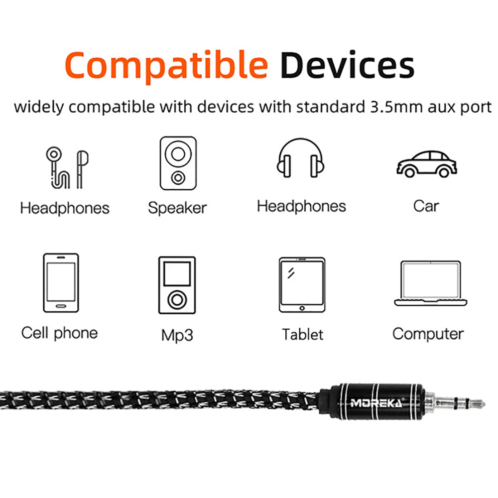 Cable De Audio, Moreka AU-03, Auxiliar 3.5, 1500mm, Reforzado - Imagen 2