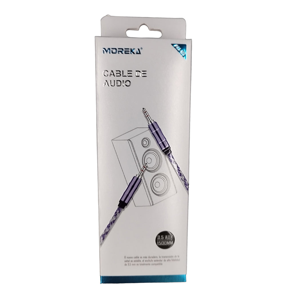 Cable De Audio, Moreka AU-03, Auxiliar 3.5, 1500mm, Reforzado - Imagen 14