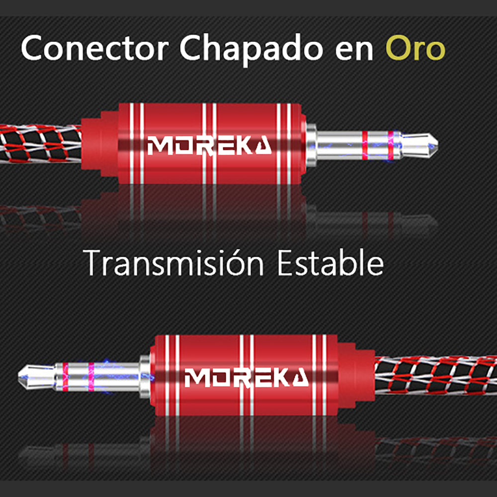 Cable De Audio, Moreka AU-03, Auxiliar 3.5, 1500mm, Reforzado - Imagen 3