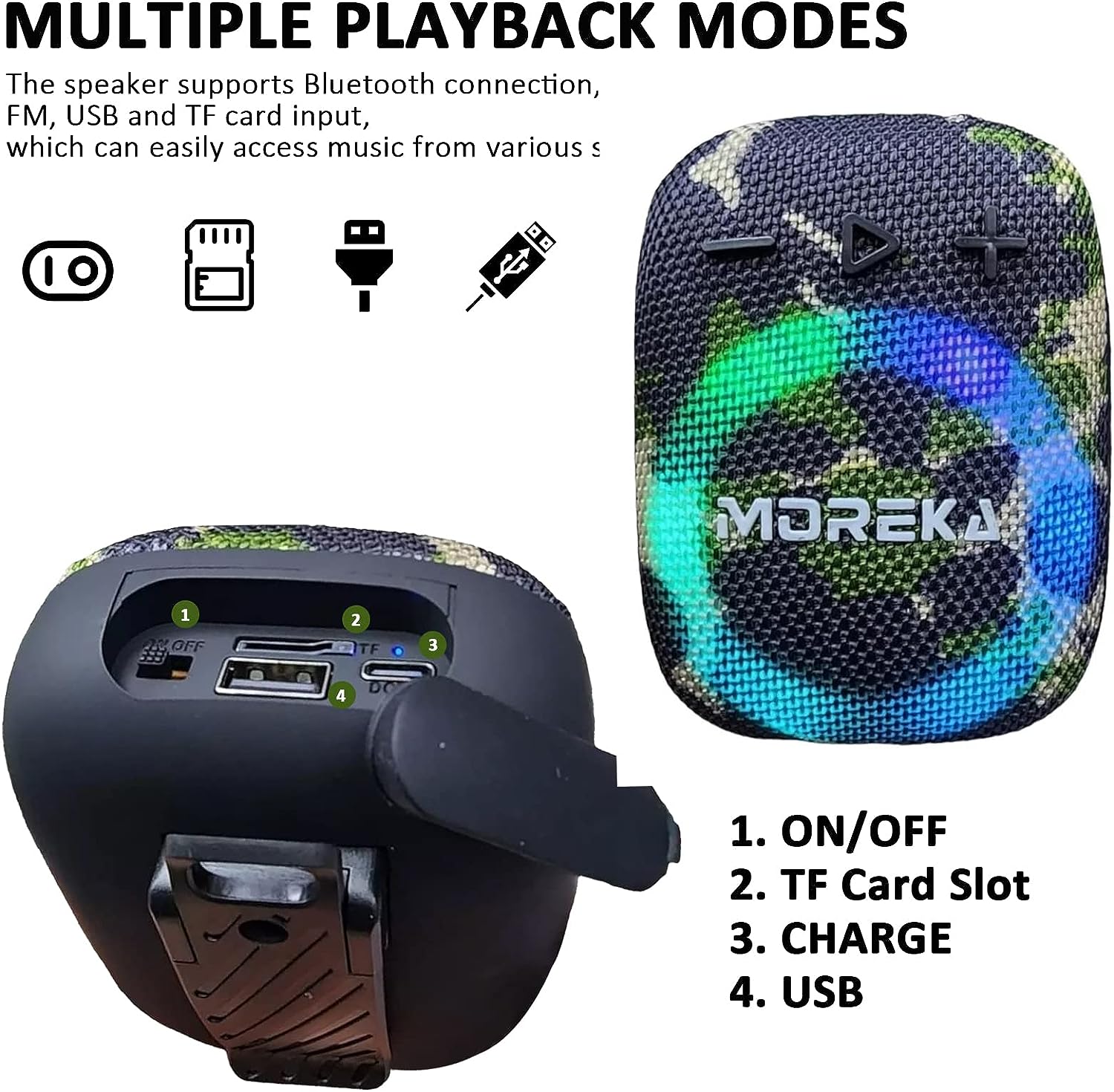 Bocina Moto Bluetooth Moreka W3S TF Card Radio FM Resistente al agua - Imagen 8
