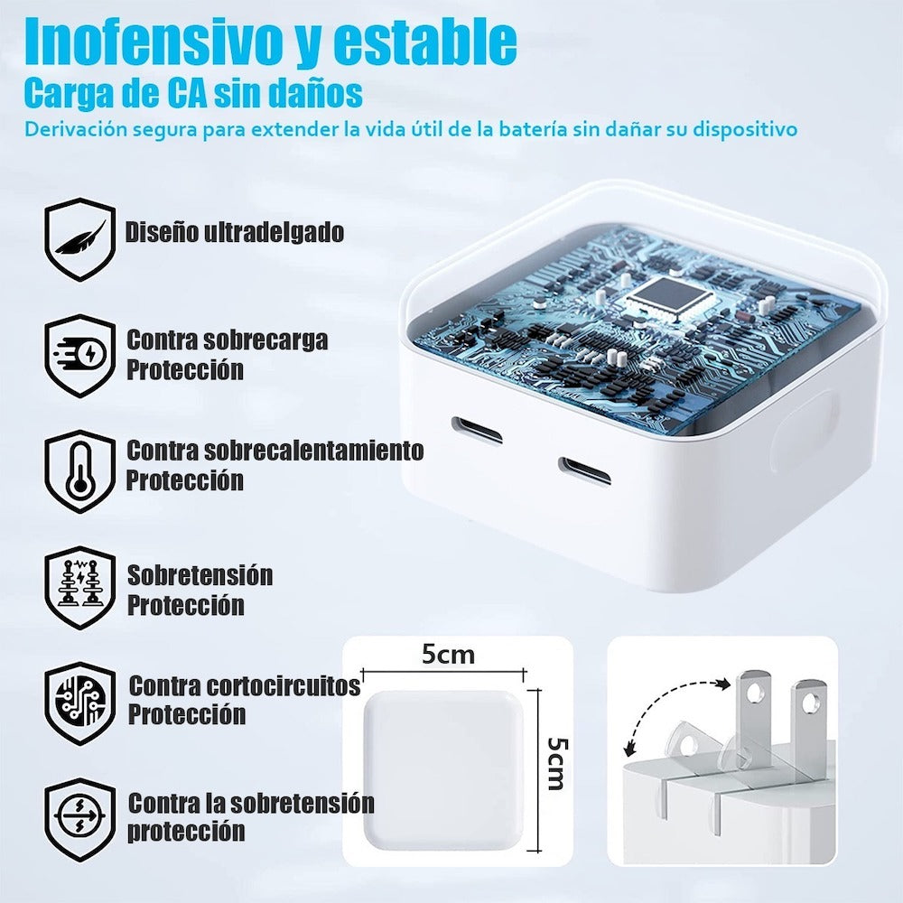 Cargador 40W Moreka CC21 Cubo Carga Rapída Doble USB - Imagen 7