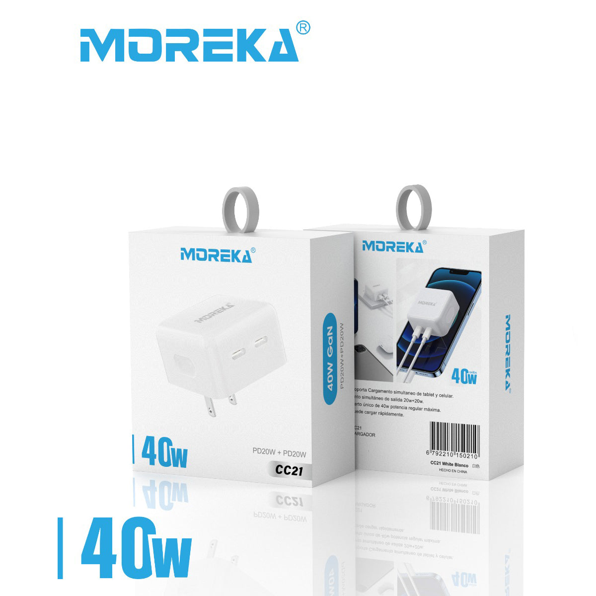 Cargador 40W Moreka CC21 Cubo Carga Rapída Doble USB - Imagen 9