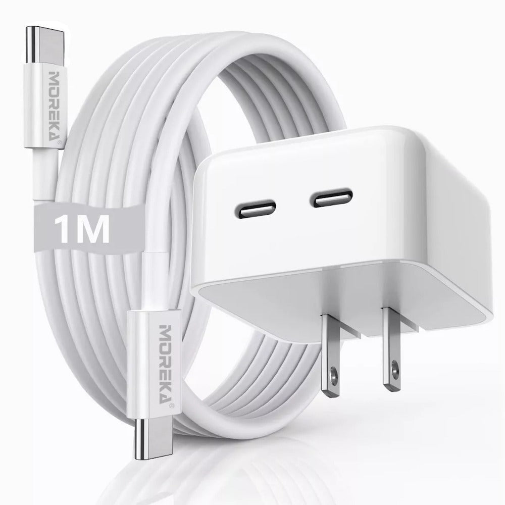 Turbo Cargador 40W Moreka CC22 doble puerto C Cable tipo C 1M - Imagen 1