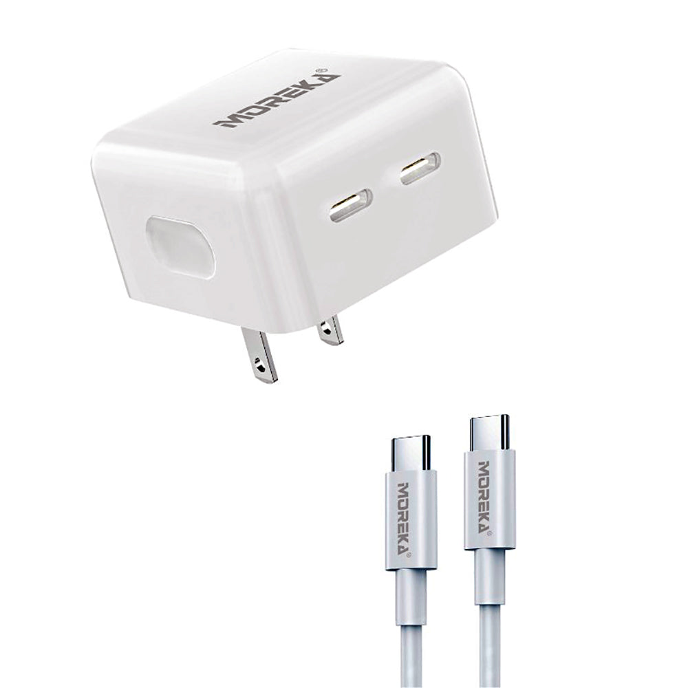 Turbo Cargador 40W Moreka CC22 doble puerto C Cable tipo C 1M - Imagen 2