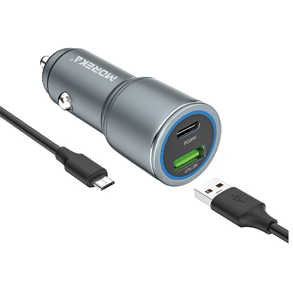 Turbo Cargador De Carro 45W 2 PD25W, QC3.0 20W Cable Plug In Moreka CP0068 - Imagen 1