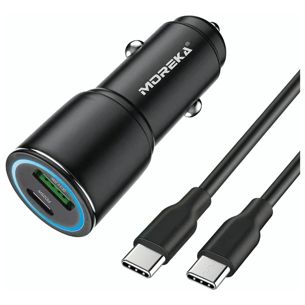 Turbo Cargador De Carro 45W 2 PD25W, QC3.0 20W Cable Plug In Moreka CP0068 - Imagen 11