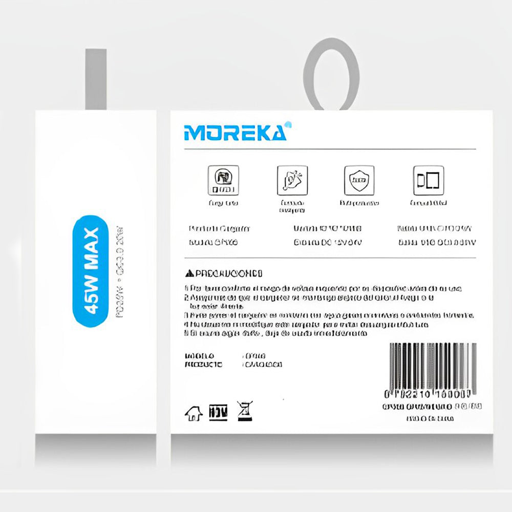 Turbo Cargador De Carro 45W 2 PD25W, QC3.0 20W Cable Plug In Moreka CP0068 - Imagen 9