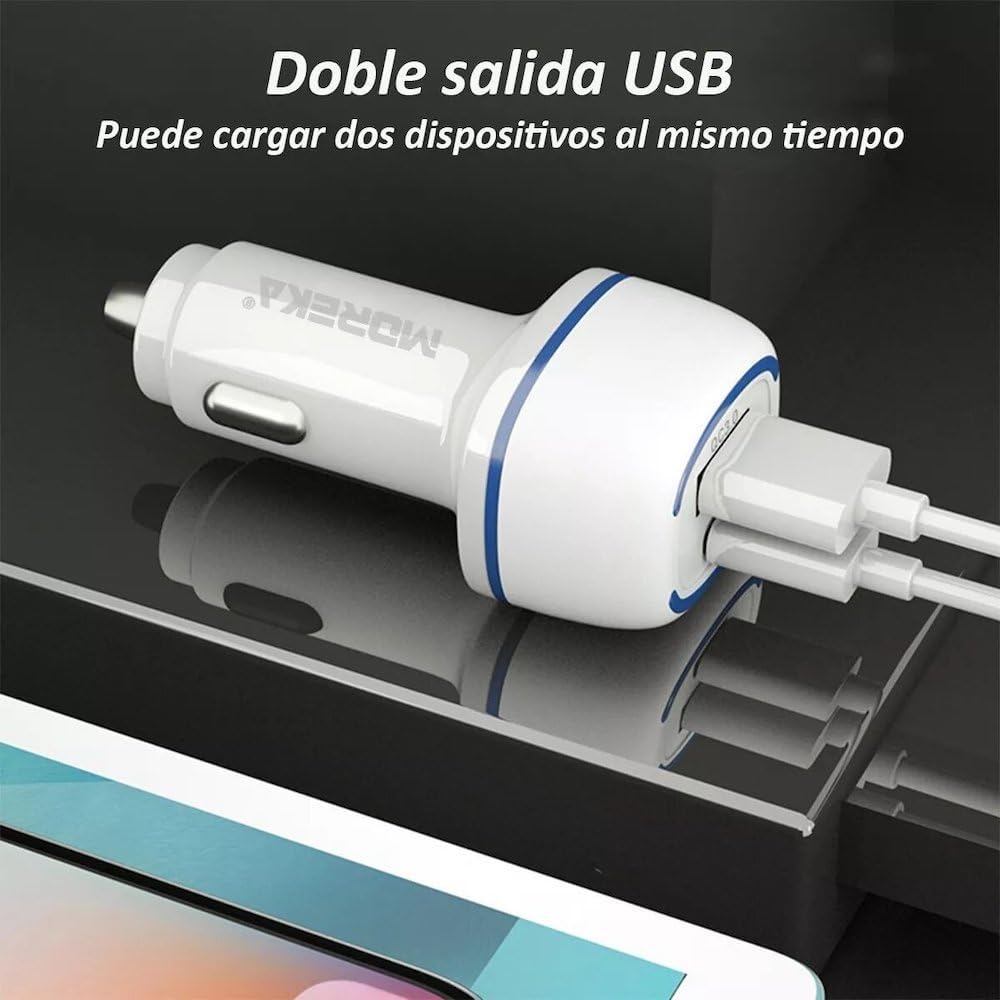 Turbo Cargador De Carro 45W Moreka CP009 Plug In puertos USB y C - Imagen 5