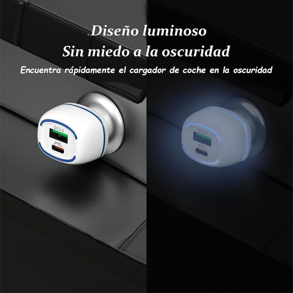 Turbo Cargador De Carro 45W Moreka CP009 Plug In puertos USB y C - Imagen 8