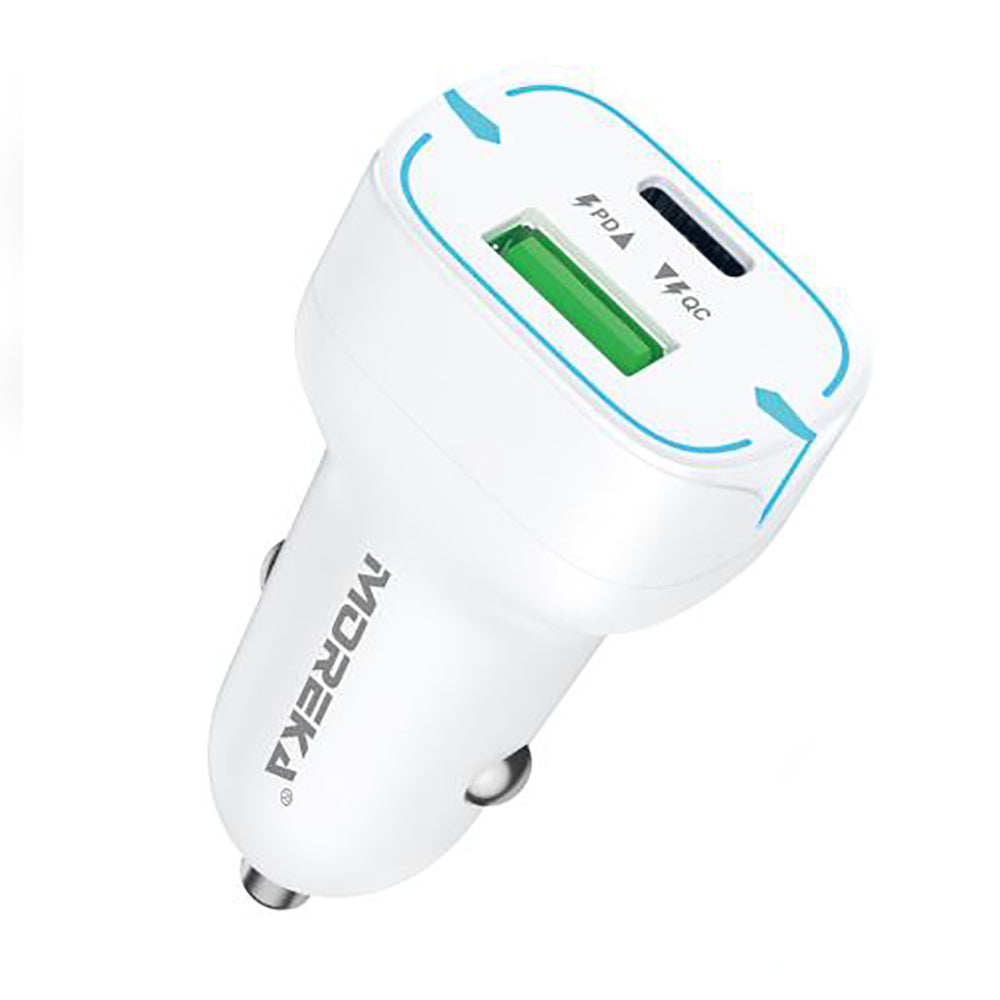 Cargador De Carro Moreka CP010 Plug In 45W puertos USB y C - Imagen 1