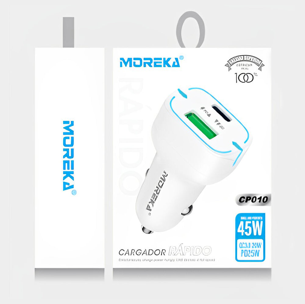 Cargador De Carro Moreka CP010 Plug In 45W puertos USB y C - Imagen 13