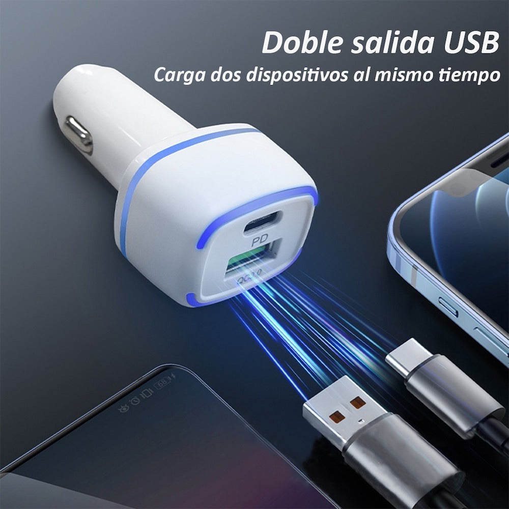 Cargador De Carro Moreka CP010 Plug In 45W puertos USB y C - Imagen 5