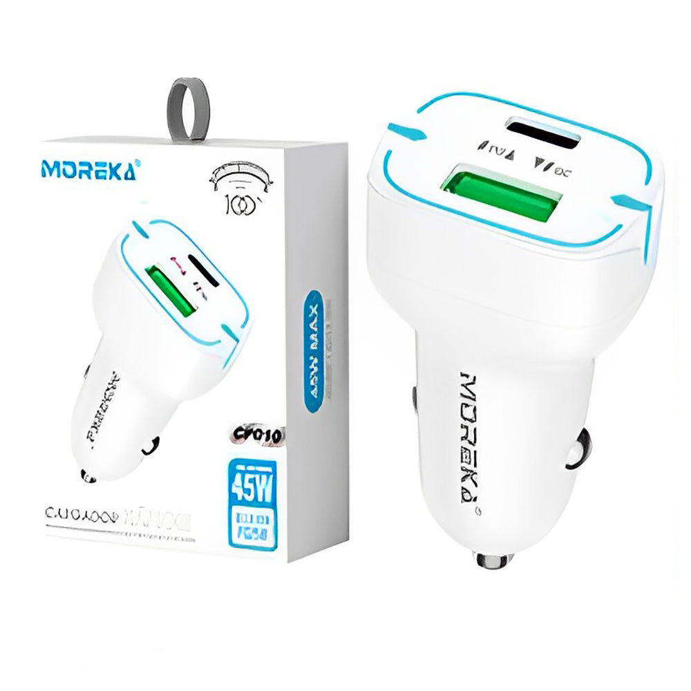Cargador De Carro Moreka CP010 Plug In 45W puertos USB y C - Imagen 10