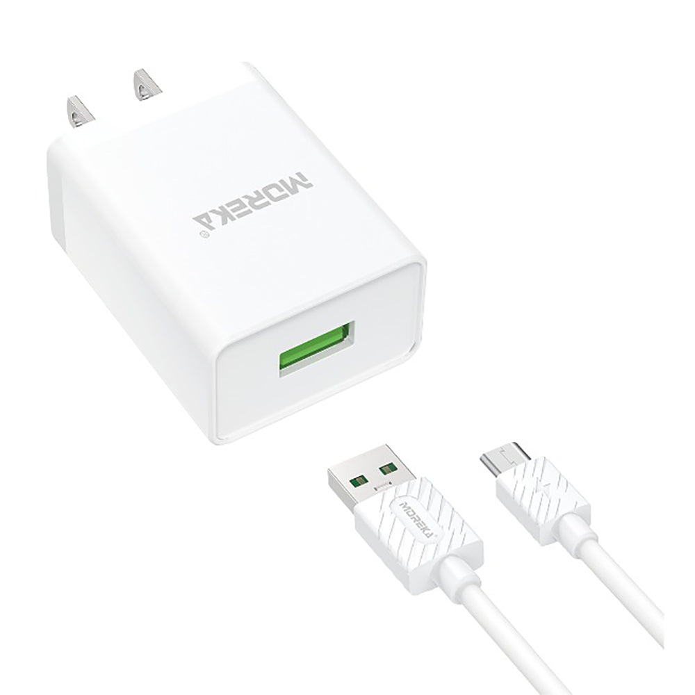 Cargador Micro USB Moreka MR0645 2.1A Usb incluye Cable tipo V8 - Imagen 1