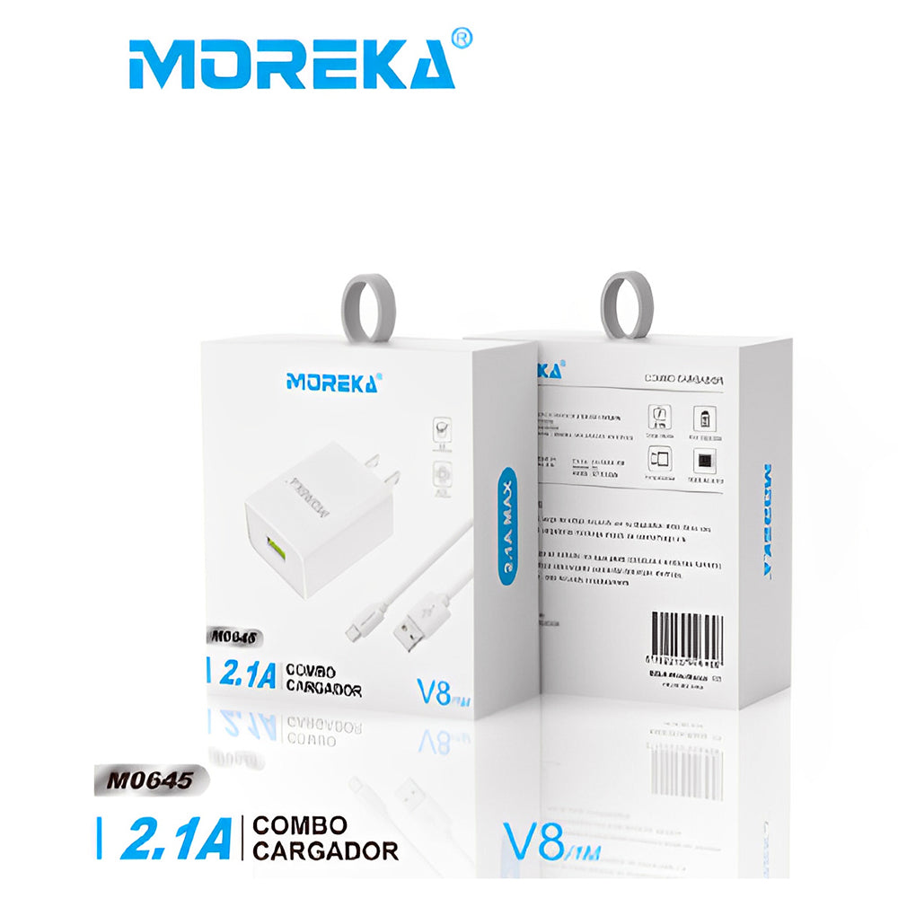Cargador Micro USB Moreka MR0645 2.1A Usb incluye Cable tipo V8 - Imagen 2