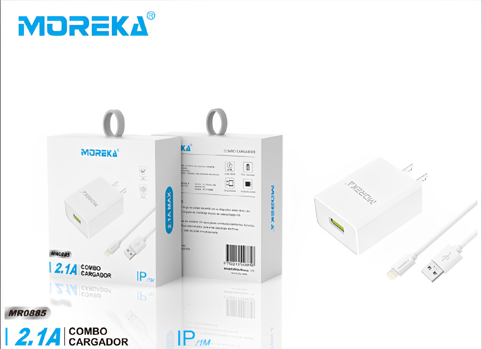 Cargador Ligthning Moreka MR0885 2.1A Incluye Cable IP - Imagen 6
