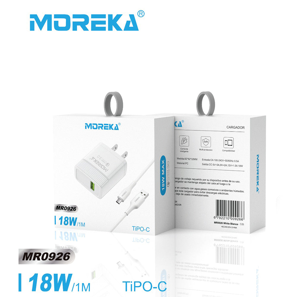 Cargador Tipo C Moreka MR0926 18W Incluye Cable tipo C - Imagen 7