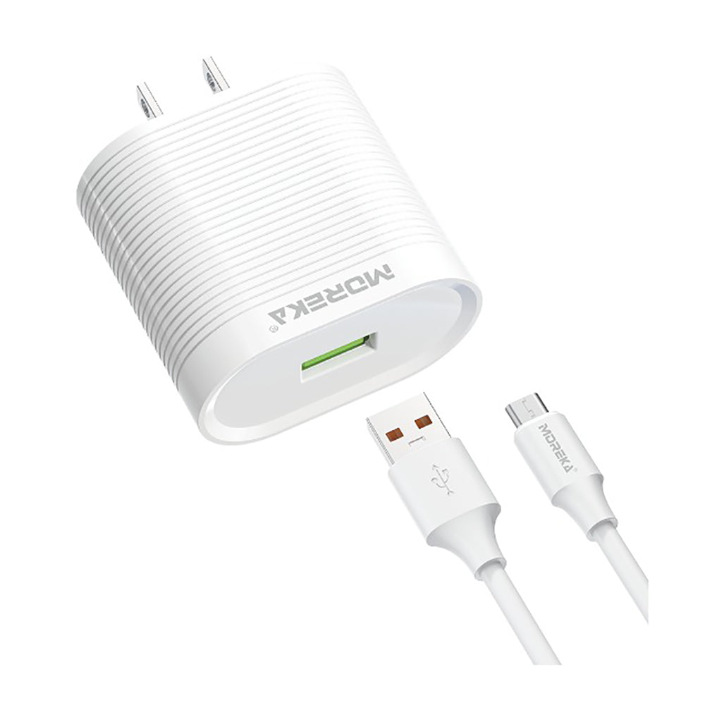 Cargador Moreka MR1245 2.4A Puerto USB incluye Cable Micro USB 1M - Imagen 2