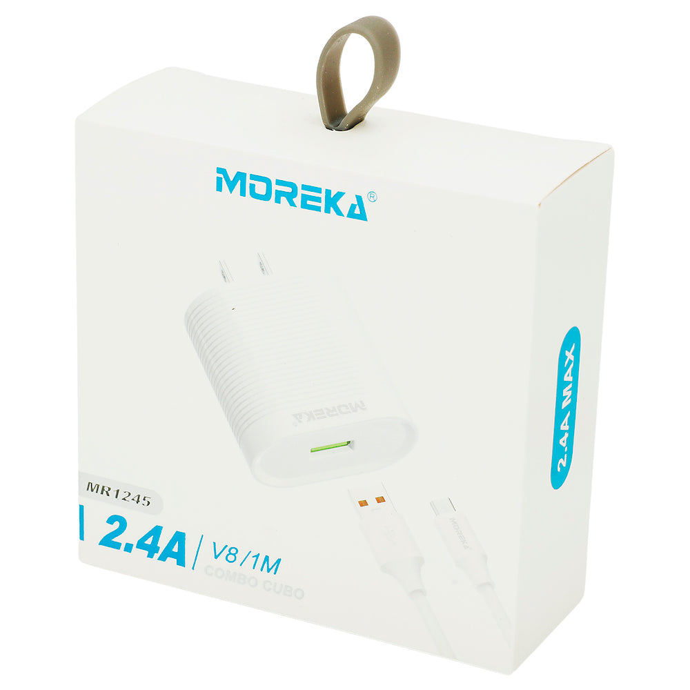 Cargador Moreka MR1245 2.4A Puerto USB incluye Cable Micro USB 1M - Imagen 3