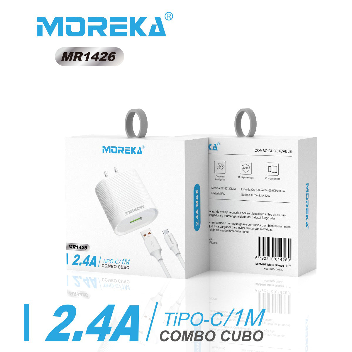Cargador Tipo C Moreka MR1426 2.4A Incluye Cable tipo C - Imagen 2