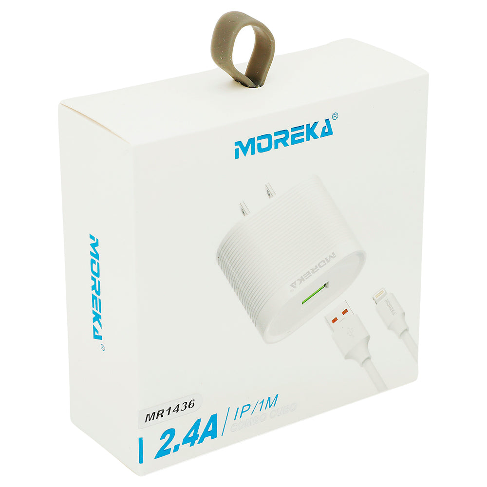 Cargador Moreka MR1436 Ligthning 2.4A Incluye Cable IP 1M - Imagen 2