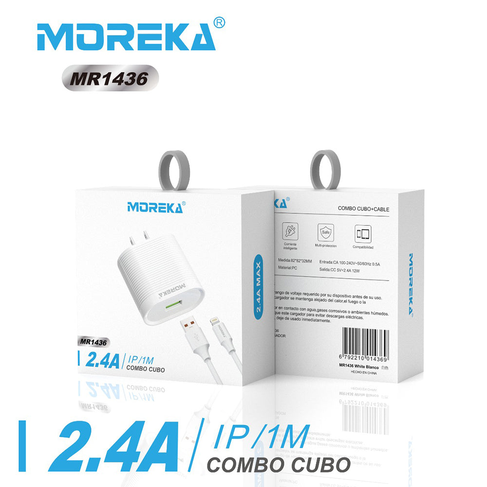 Cargador Moreka MR1436 Ligthning 2.4A Incluye Cable IP 1M - Imagen 8