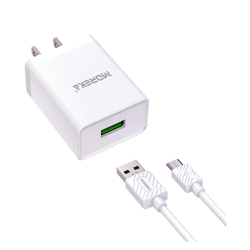 Cargador Moreka MR2610 2.0A Puerto Usb incluye tipo V8 1M